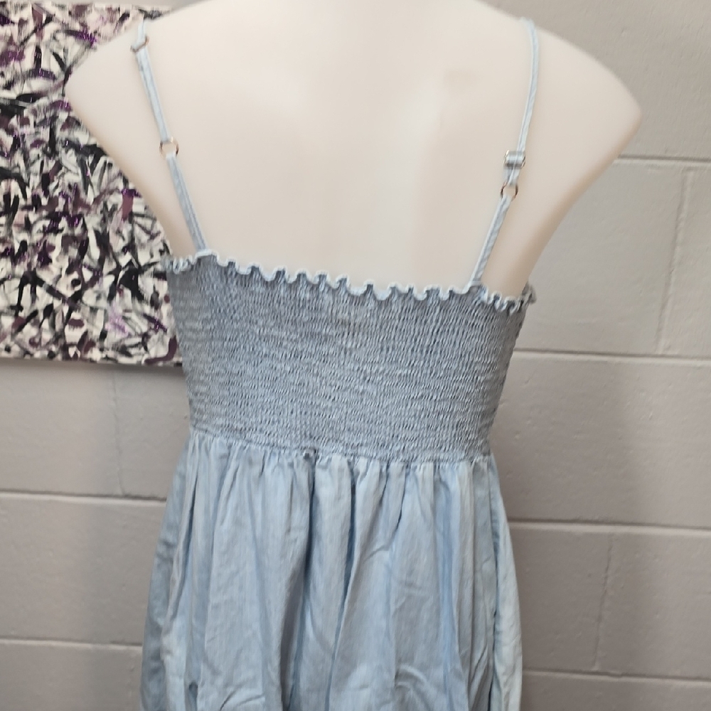 Elegant Japana Light Blue Button-Front Mini Dress - Picture 6 of 8